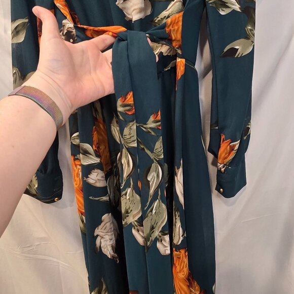 NWT Baltic Born Dress Green Floral Maxi Size Small Tie Belt Lined - Picture 8 of 10